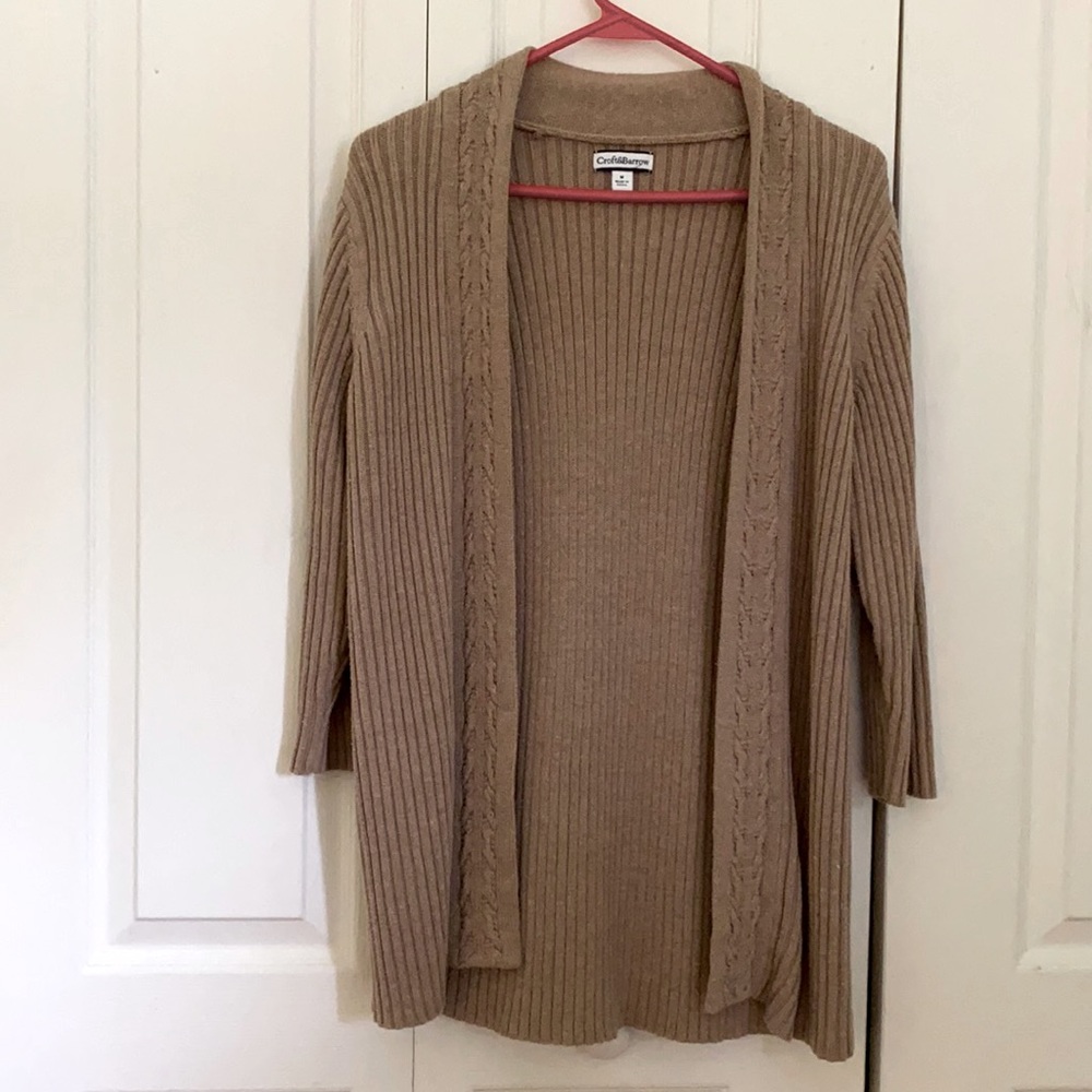 Croft & Barrow 3/4 Tan Sweater Cardigan Sz M